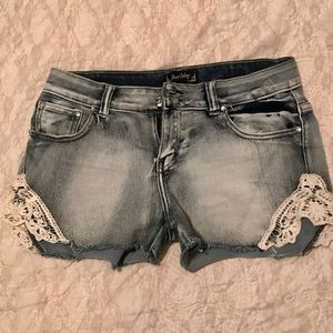 Super cute and flattering jean shorts with lace!